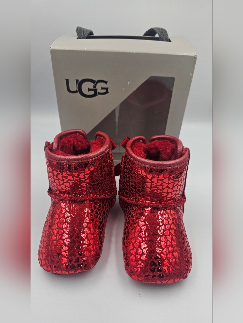 UGG Red Metallic Heart Baby Booties